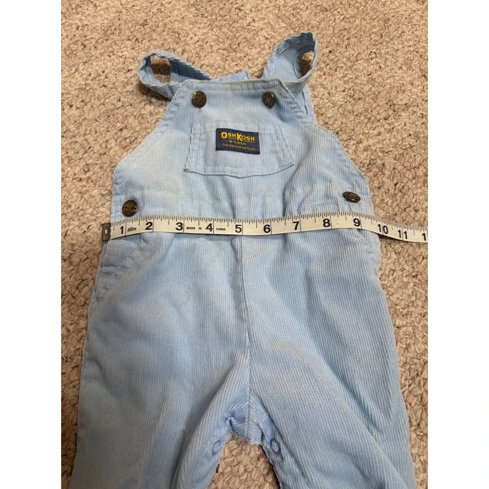 Vintage OshKosh Bgosh Light Blue Corduroy Footed Overalls Baby 6-9 Months USA